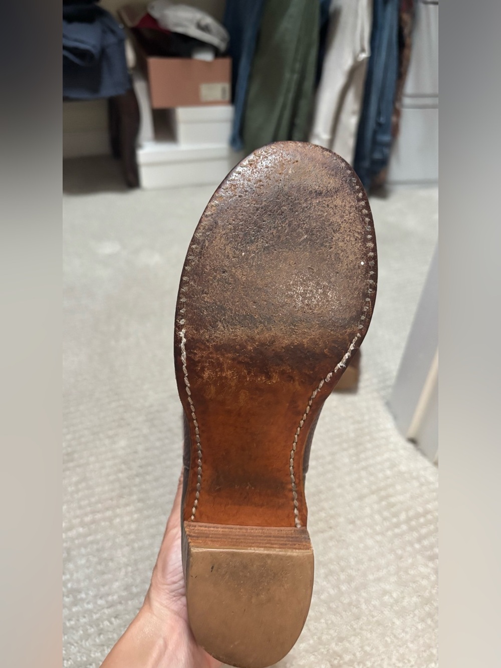 Frye Brown Leather Mid-Calf Heeled Boots - Picture 7 of 8